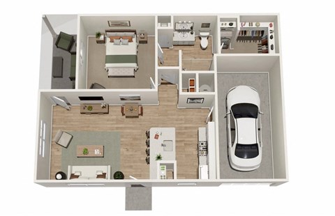 Floor plan for 1 bed, 1 bath, 802 sqft